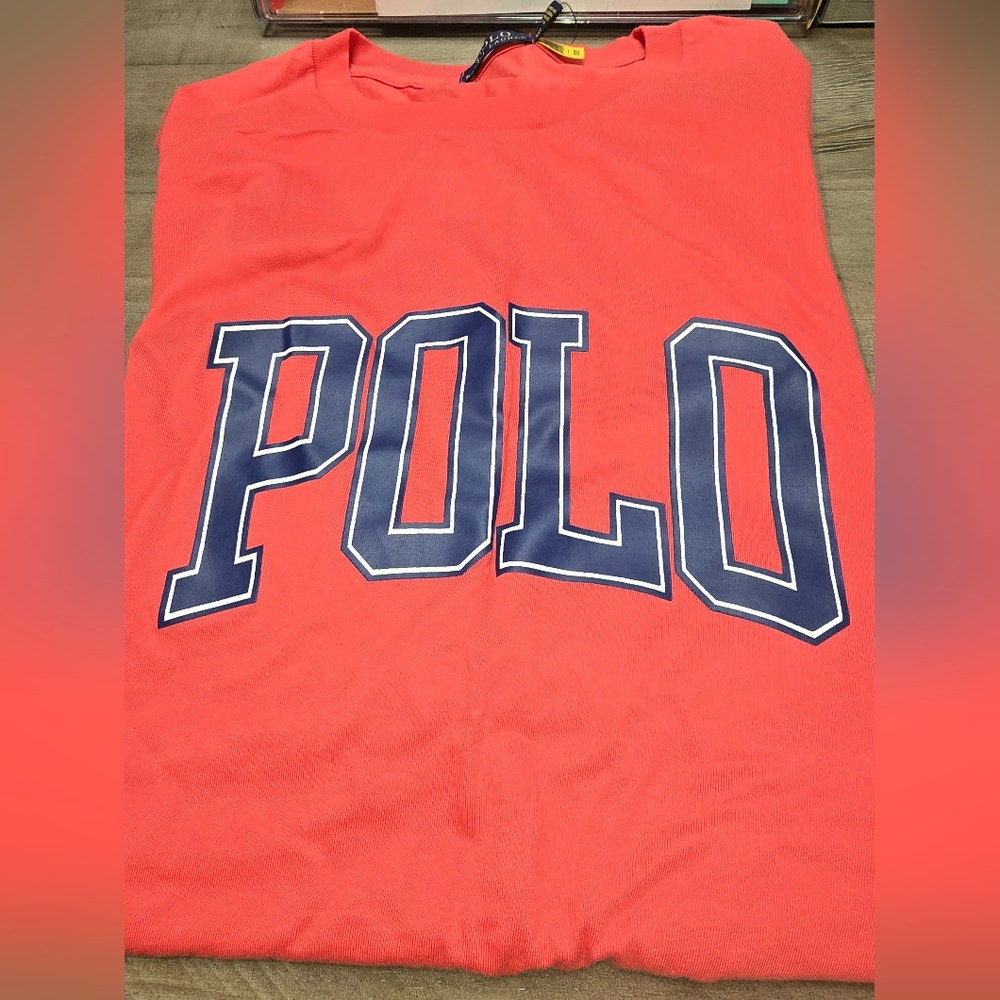 Ralph Lauren Coral Tee with Navy Polo Print 2XB